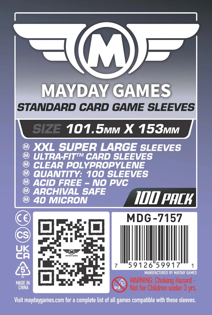 100 Mayday Games Standard XXL Super Large Sleeves 101.5 x 153mm 7157 100 Mayday Games Standard XXL Super Large Sleeves 101.5 x 153mm 7157