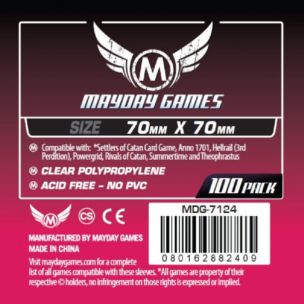 100 Mayday Games Standard Small Square Card Sleeves (70 MM X 70 MM) MDG7124 100 Mayday Games Standard Small Square Card Sleeves (70 MM X 70 MM) MDG7124
