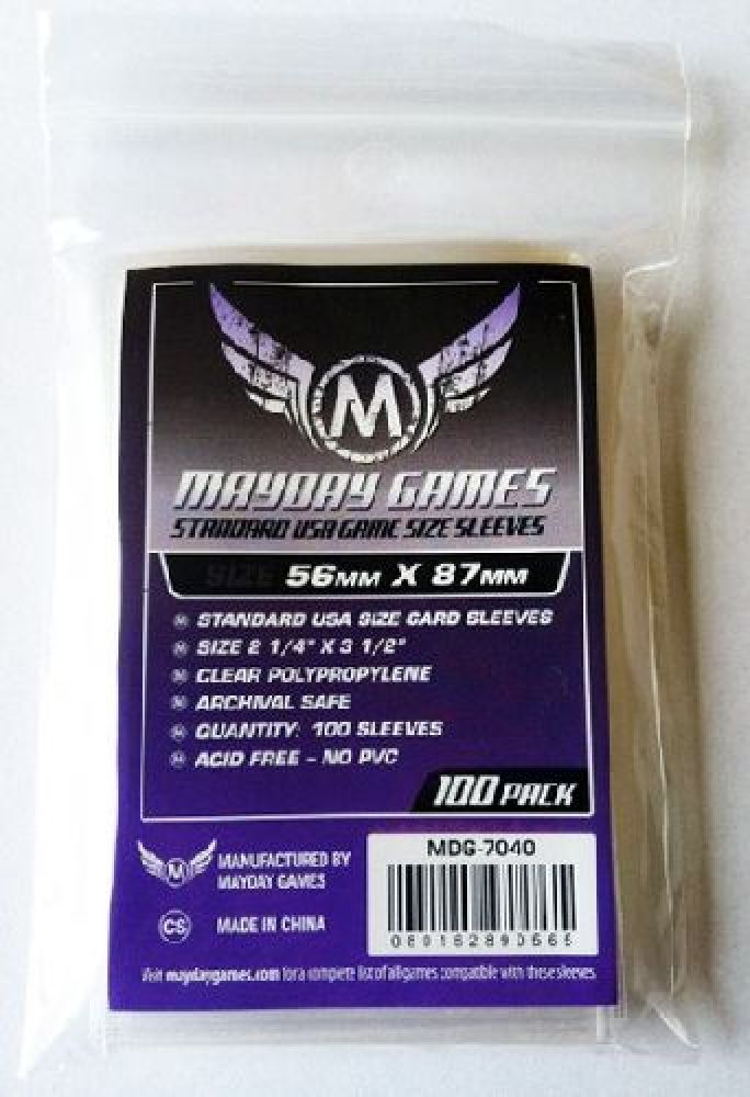 100 Mayday Games Standard USA Sleeves (56 MM X 87 MM) MDG7040 100 Mayday Games Standard USA Sleeves (56 MM X 87 MM) MDG7040