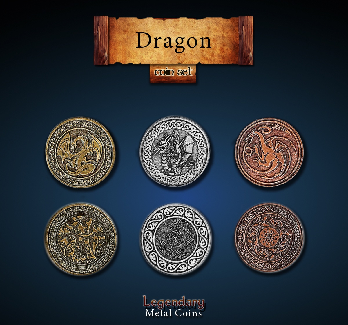 Dragon Coin Set Legendary Metal Coins Dragon Coin Set Legendary Metal Coins