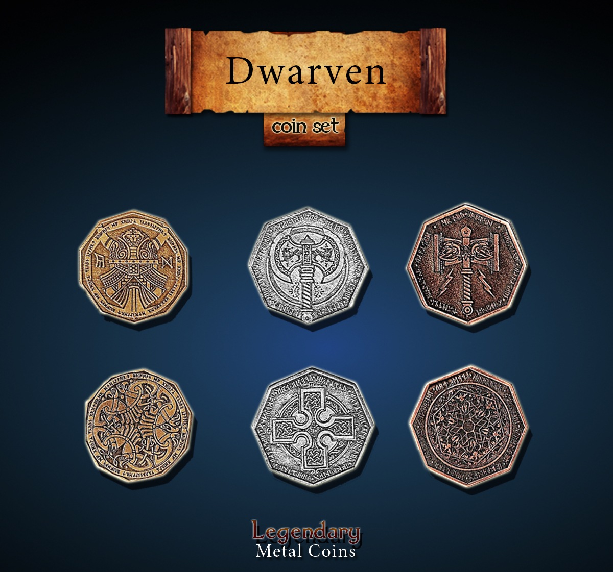 Dwarven Coin Set Legendary Metal Coins Dwarven Coin Set Legendary Metal Coins