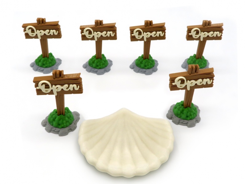 Open Signs & Shell for Everdell Pearlbrook Expansion 7 Pieces Open Signs & Shell for Everdell Pearlbrook Expansion 7 Pieces