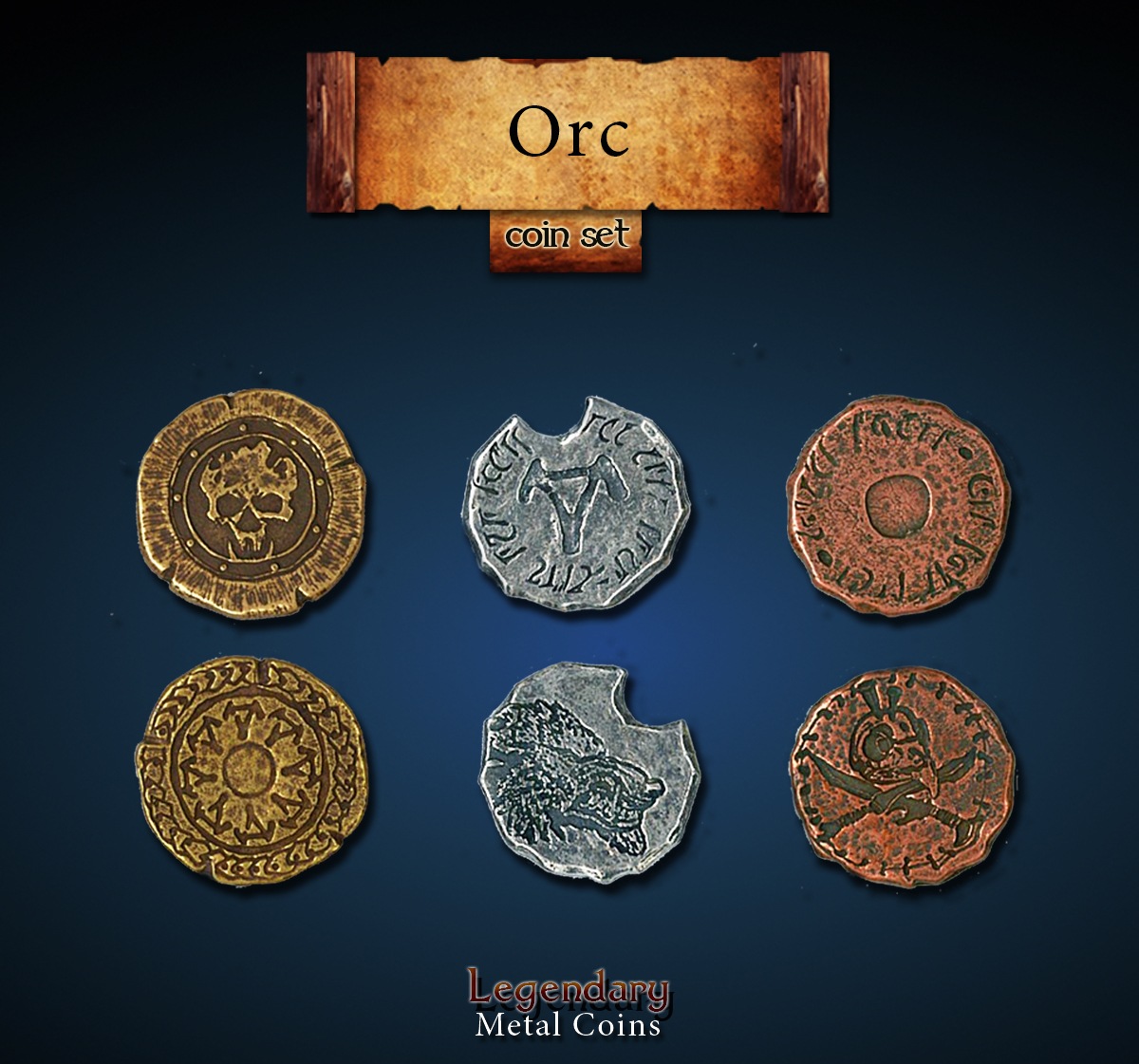Orc Coin Set Legendary Metal Coins Orc Coin Set Legendary Metal Coins