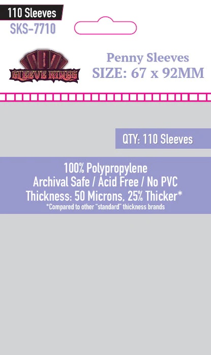 Sleeve Kings Penny Card Game Sleeves - 110 Pack, 50 Microns SKS-7710 Sleeve Kings Penny Card Game Sleeves - 110 Pack, 50 Microns SKS-7710