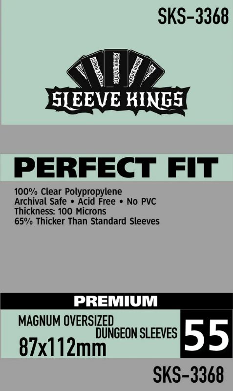 Sleeve Kings Perfect Fit Prem Mag Oversized Dungeon Sleeves: (87 X 112mm) -55 Pack 100 Microns, SKS-3368