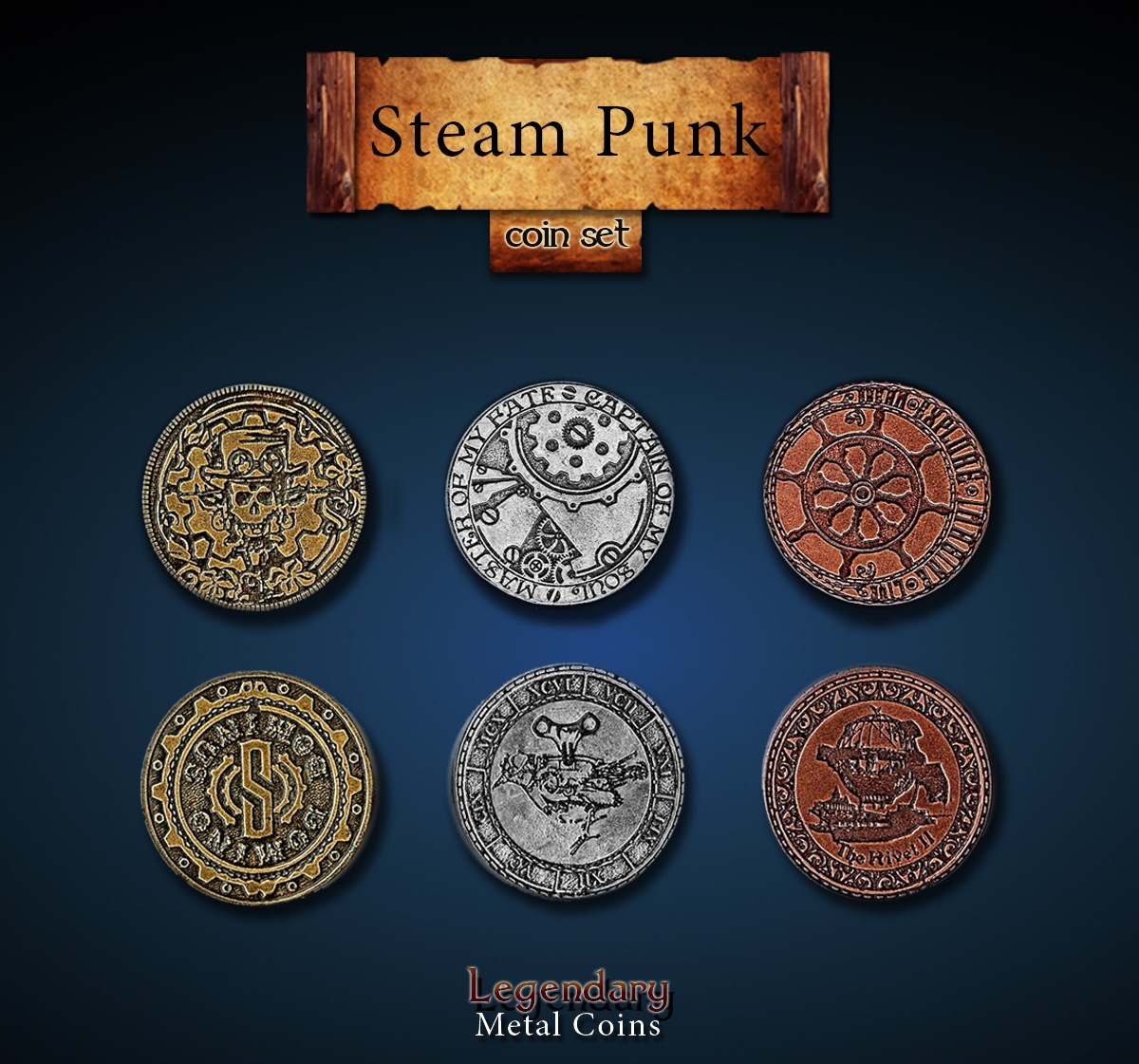 Steampunk Coin Set Legendary Metal Coins Steampunk Coin Set Legendary Metal Coins