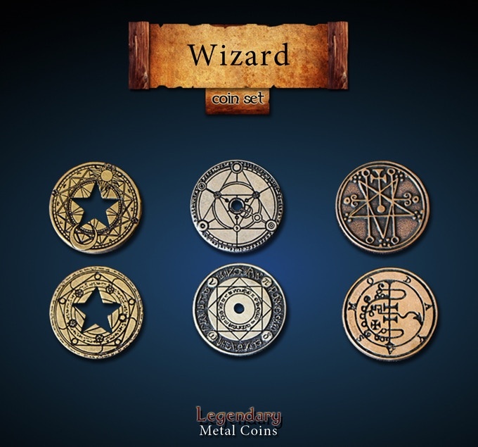 Wizard Coin Set Legendary Metal Coins Wizard Coin Set Legendary Metal Coins